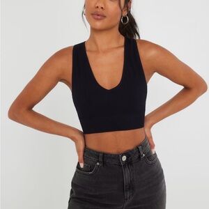 Garage Stella Seamless Plunge Tank Top in Black